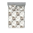 thumbnail image 1 of Vintage Fitted Sheet & Pillow Sham Set, Autumn Style Retro Flower Bouquets Blooming Fall Season Leaves Petals, Decorative Printed 3 Piece Bedding Decor, Queen, Cocoa Grey Pale Brown, by Ambesonne, 1 of 2