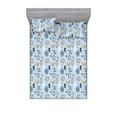 thumbnail image 1 of Vintage Fitted Sheet & Pillow Sham Set, Bird Cage Necklace Silhouette of Woman and Man Mirror Pearls Old Nostalgic, Decorative Printed 3 Piece Bedding Decor, Queen, Soft Blue and Grey, by Ambesonne, 1 of 2