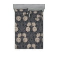thumbnail image 1 of Vintage Fitted Sheet & Pillow Sham Set, Floral Classic Jacobean Style Blooming Petals in Weathered Effect Print, Decorative Printed 3 Piece Bedding Decor, Queen, Dark Taupe Grey Tan, by Ambesonne, 1 of 2