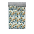 thumbnail image 1 of Vintage Fitted Sheet & Pillow Sham Set, Floral Composition with Digital Watercolor Effect Creamy Soft Colors, Decorative Printed 3 Piece Bedding Decor, Calking, Dark Cadet Blue Eggshell, by Ambesonne, 1 of 2