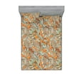 thumbnail image 1 of Vintage Fitted Sheet & Pillow Sham Set, Leaves and Sea Buckthorn Berries Pattern Watercolor Art on Plain Back, Decorative Printed 3 Piece Bedding Decor, Calking, Dark Orange Pale Green, by Ambesonne, 1 of 2