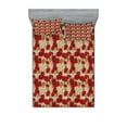 thumbnail image 1 of Vintage Fitted Sheet & Pillow Sham Set, Romantic Red Rose Blooms with Sketches Classical Valentines Day Inspired, Decorative 6 Piece Bedding Decor Set, Calking, Red Khaki Sand Brown, by Ambesonne, 1 of 3