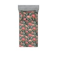 thumbnail image 1 of Vintage Fitted Sheet & Pillow Sham Set, Watercolor Retro Style Repeating Protea Flowers Leaves Pattern, Decorative Printed 2 Piece Bedding Decor, Twin, Pale Pink and Laurel Green, by Ambesonne, 1 of 2