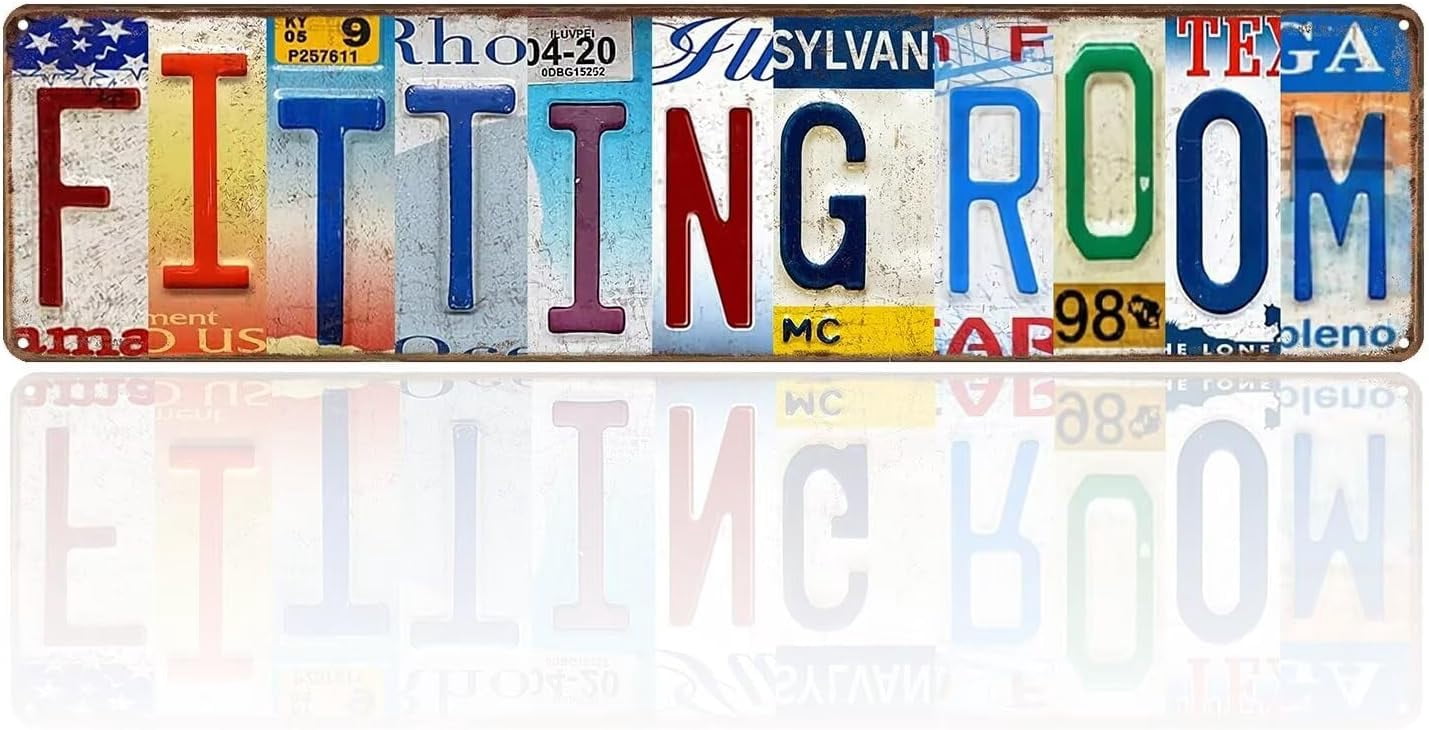 Vintage Fitting Room Metal Signs License Plate Sign for Store Home Room ...