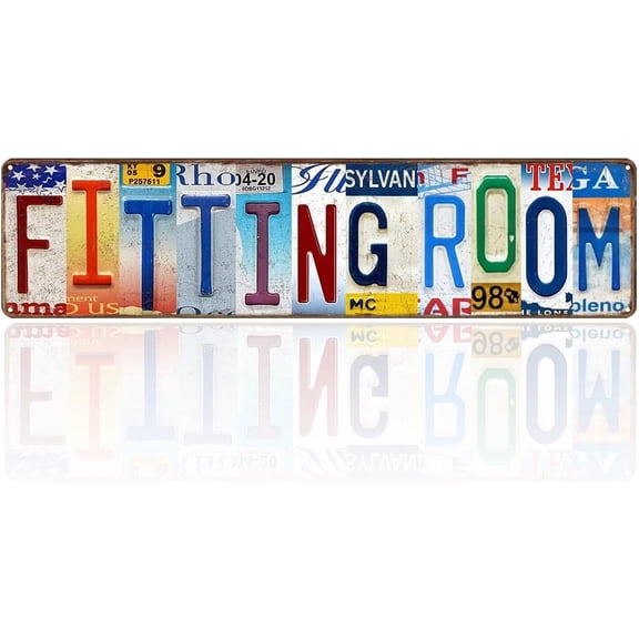 Vintage Fitting Room Metal Signs License Plate Sign for Store Home Room Wall Decor Gift 16 x 4 Inches