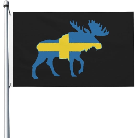 Vintage Flag Of Sweden Moose Flag 3x5 Outdoor Double Sided Flag Banner For Outside With 2 Brass Grommets Patio Lawn Decor Flags