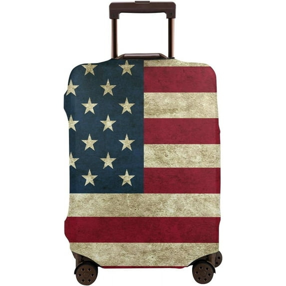 Vintage Flag Travel Suitcase Cover, US Flag Washable Luggage Cover M - Fits 22-24 inch luggage