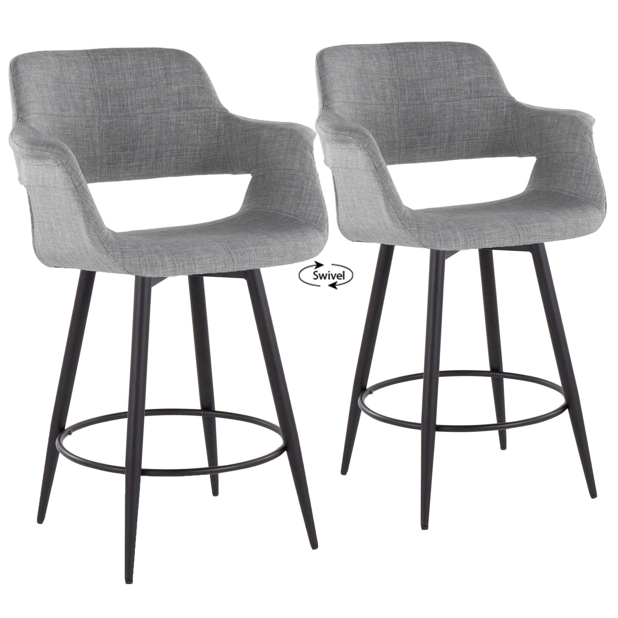 Vintage Flair 26" Light Gray and Matte Black Metal Swivel Counter Stool
