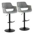 thumbnail image 1 of Vintage Flair Mid-Century Modern Adjustable Barstool With Swivel In Black Metal And Light Grey Fabric With Rounded "T", 1 of 7