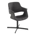 thumbnail image 1 of Vintage Flair Mid-Century Modern Swivel Accent Chair with X-pedestal Base in Black Metal and Charcoal Fabric by LumiSource, 1 of 4