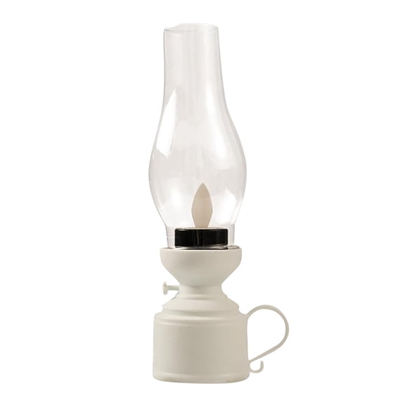 Vintage Flameless LED Kerosene Lamp Clear Hurricane Glass Battery Operated Nightstand for Bedroom Home Decor Emergency Power Outage Garden Meditation Retro Tabletop Lighting