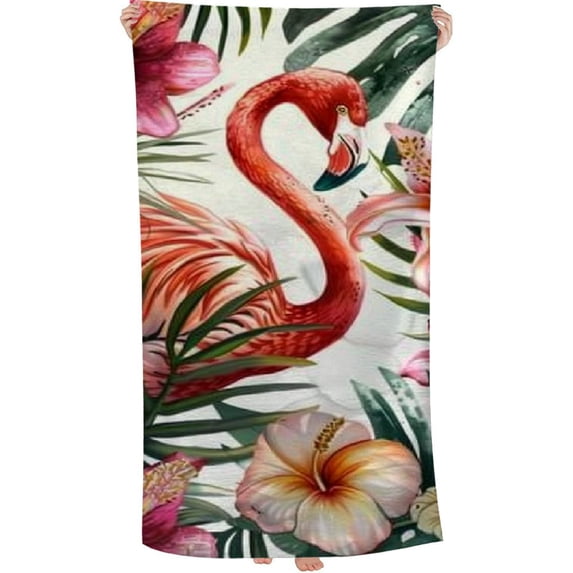 Vintage Flamingo Flower Microfiber Sand Free Beach Towel Thin Pool Towel Large Lightweight Absorbent Beach Towels for Travel Swim Pool Gym Beach Essentials Accessories