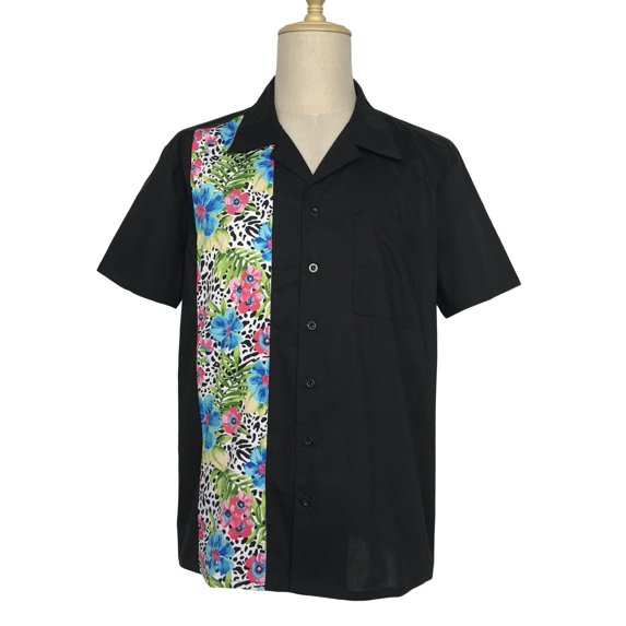 Vintage Flamingo Panel Design Collared Men Shirts