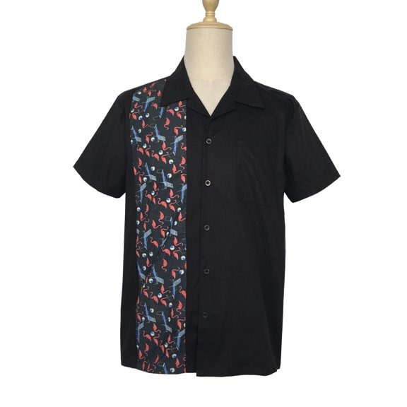 Vintage Flamingo Panel Design Collared Men Shirts