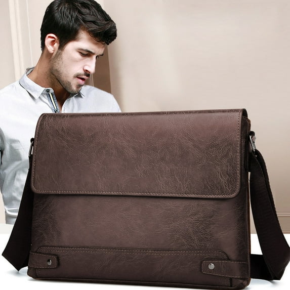 Vintage Flap Messenger Bag,13x2x9.4Inch Shoulder Bags for Men,PU Leather Crossbody Bags with Adjustable Strap,Practical and Stylish,Easys to Carry,for Work,Office,Business