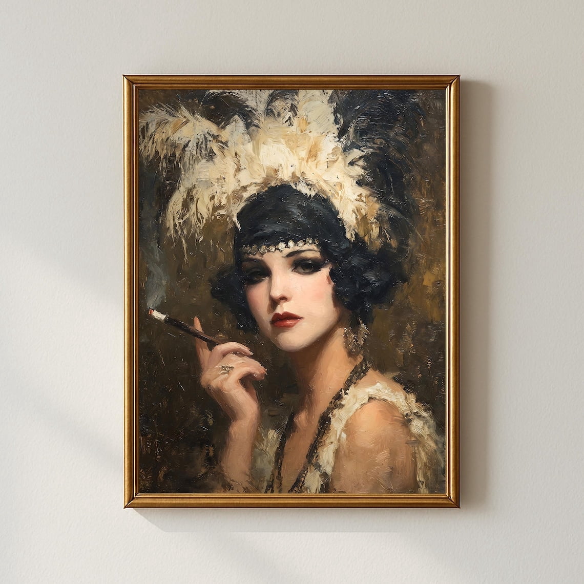Vintage Flapper 1920s Lady Art Deco Glamour Wall Art, Unframed Canvas ...