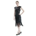 thumbnail image 1 of Vintage Flapper Great Gatsby Party Dress O-Neck Sleeveless Sequin Beaded Tassel Evening Dress Vestidos Feminina,Black, 1 of 8