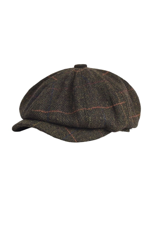 Vintage Flat Cap for Men Tweed Newsboy Ivy Cap Peaked Baker Boy Hat Stylish Plaid Beret Hat For Women Men Vintage Checkered Cap Outdoor Fashion Accessory With Coat All Season Wear