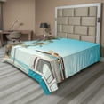 thumbnail image 1 of Vintage Flat Sheet, Photo with Palm Trees Van and Surfboards at Beach, Soft Comfortable Top Sheet Decorative Bedding 1 Piece, 6 Sizes, Sky Blue Multicolor, by Ambesonne, 1 of 1