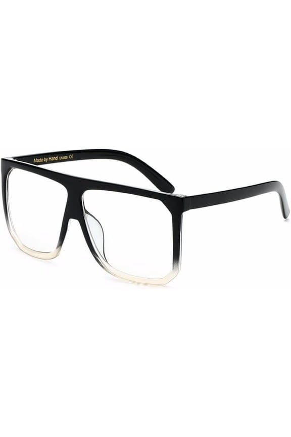 Vintage Flat Top Oversized Sunglasses Women Men Big Frame Gradient Clear Sun Glasses UV400