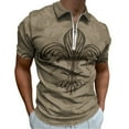thumbnail image 1 of Vintage Fleur-de-lis Sepia Men Zipper T-shirt Summer Casual Short Sleeve T-shirt Top, 1 of 7