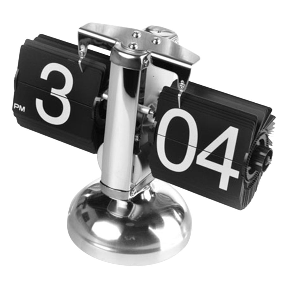Retro Black and Silver Mechanical Flip Desk Clock