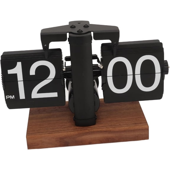 Vintage Flip Desk Clock, Retro Automatic Table Clock with Rotating Knob, Battery-Powered Office & Home Decor, Christmas Gift for Adults