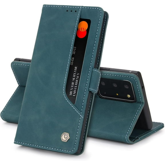 Vintage Flip Wallet Leather Case for Samsung Galaxy A70 A60 A50 A40 A30 A20 S E A41 A31 A21 A11 A10, Screen Protector Card Holder Stand Back Cover(Blue,A20/A30)