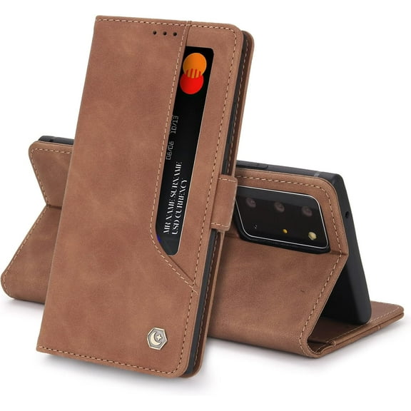 Vintage Flip Wallet Leather Phone Case for iPhone 13 12 11 Pro Max Mini X XS XR SE 7 8 Plus, Screen Protector Card Holder Stand Back Cover(Brown,13 Pro Max)