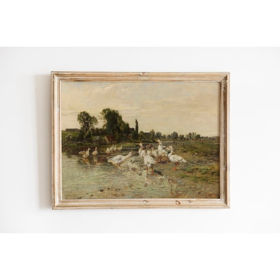 Vintage Flock Of Geese Print, Unframed Paper Poster 8x10in