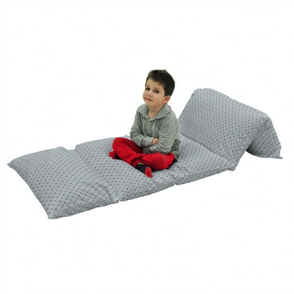 Vintage Floor Pillow Lounger Cover, Antique Floral Pattern Italian Majolica Style Ornate Illustration, Nap Mat Printed Fabric Case for 5 Pillows, 88" x 36", Pale Blue Red Green, by Ambesonne