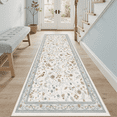 thumbnail image 1 of 2x6 Vintage Floral Runner Rug, Washable, Botanical Bird Non-Slip, Stain-Resistant Low-Pile Rug for Kitchen, Entryway, Passage -Beige, 1 of 7