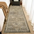 thumbnail image 1 of Vintage Floral 2x6 Runner Rug Reddish Brown Boho Washable Kitchen Runner Rug Non-Slip Hallway Runners Thin Printed Faux Wool Super Soft Carpet for Entryway Laundry Room Bedroom Indoor, 1 of 9