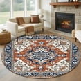 thumbnail image 1 of Vintage Floral 5FT Round Area Rugs for Living Room Retro Navy Classical Bohemian Farmhouse Ultra-Thin Non-Slip Round Rugs Machine Washable Low Pile Circle Carpet for Bedroom Kitchen Nursery, 1 of 9