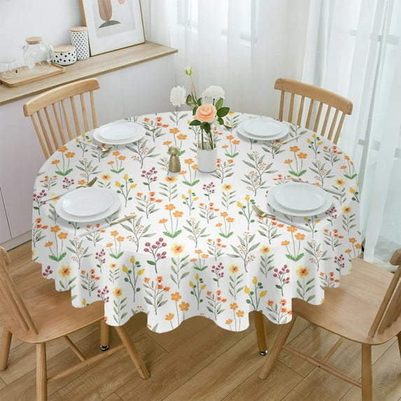 Vintage Floral Abstract Overlay Foliage Waterproof Tablecloth Wedding Home Kitchen Dining Room Table Decor Round Table Cover