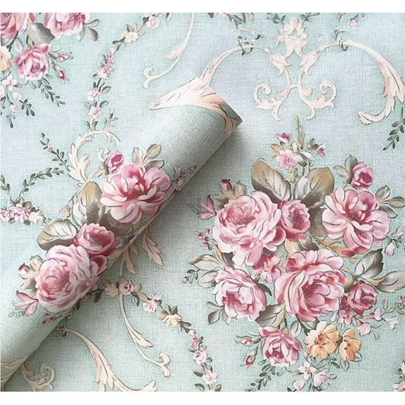 Vintage Floral Adhesive Paper Shelf Liner Peel Stick Dresser Drawer Sticker Home Deco 17.7inch by 118inch