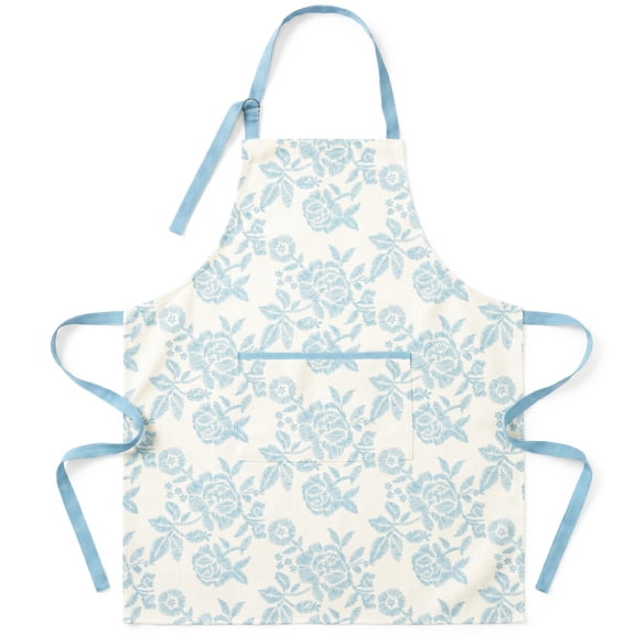 Vintage Floral Aprons for Women - Farmhouse Plaid & Flower Print Cotton Linen Apron with Pockets - Rustic Kitchen Cooking Gardening Smock, Mother's Day Gifts for Mom Grandma