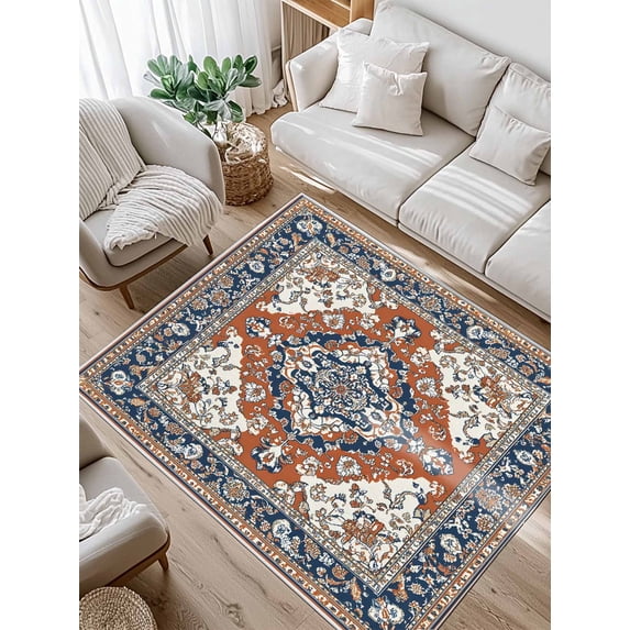 Vintage Floral Area Rug for Bedroom 3x5 Ft Retro Navy Classical Bohemian Farmhouse Super Soft fuzzy Throw Rug Non-Slip Fluffy Plush Indoor Floor Carpet for Living Room Nursery Home Decor