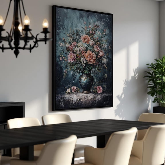 Vintage Floral Arrangement In Vase - Poster, Botanical Wall Art, Colorful Flower Poster, Home Decor, For Mom, Unframed Poster Size 12x18