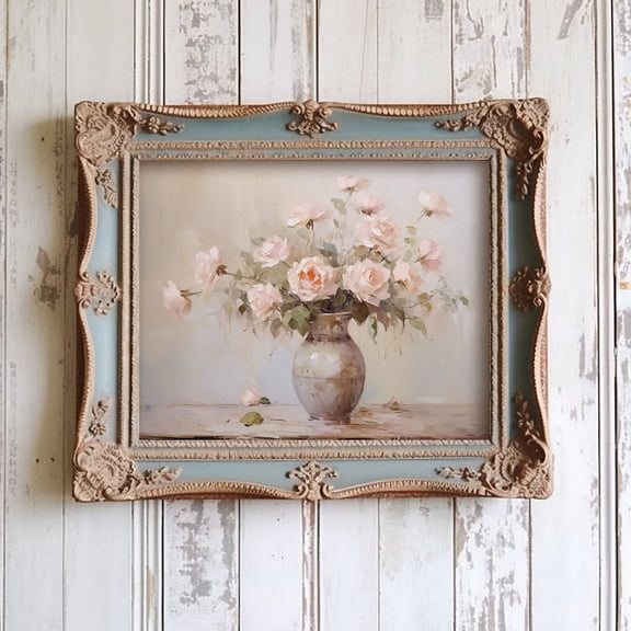 Vintage Floral Art, Pink Roses, Roman.Tic, Spring Home Decor, Shabby Chic Art Print, V-Day UNFRAMED PAPER POSTER