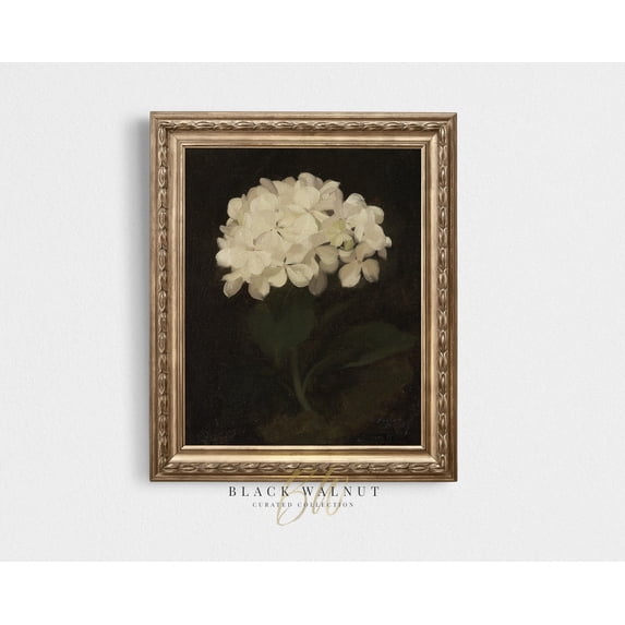 Vintage Floral Art Poster, Moody Floral, Hydrangea Still Life Antique, Vintage, Antique Botanical Poster Wall Art, Size 12x18 UNFFRAMED F03.1.7l3272