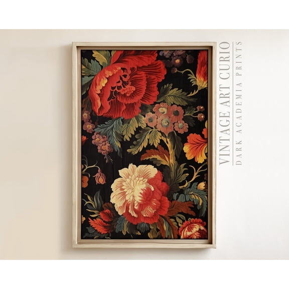 Vintage Floral Art Print, Baroque Botanical Decor Home Decor #2857, 16x24 UNFRAMED