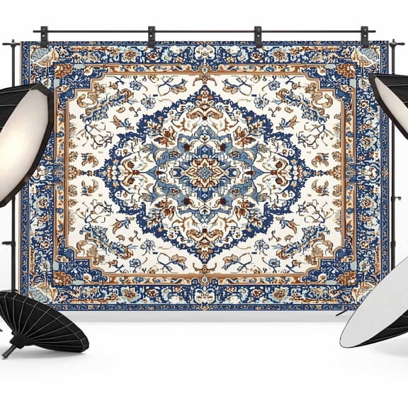 Vintage Floral Backdrop for Photography, Navy Brown Classical Bohemian Style Photo Backdrop Portrait Background Party Banner Photo Backgrounds for Studio Booth Props, 10x8ft