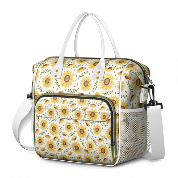 Vintage Floral Bee Lunch Box – Leakproof Dual Compartment Cooler Bag for Teachers and Outdoor Enthusiasts