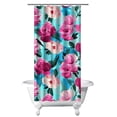 thumbnail image 1 of Vintage Floral Bee and Peony Shower Curtain 36x72, Artistic Botanical Pattern with Hooks, 1 of 5