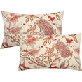 thumbnail image 1 of Vintage Floral Bird Lumbar Pillow Covers 12x20 Inch Set of 2 Burnt Orange Coral Flowers Leaves Decorative Throw Pillows For Couch Chinoiserie Pillow Cases Home Decor For Sofa Bed Porch Room Outdoor, 1 of 6
