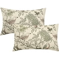 thumbnail image 1 of Vintage Floral Bird Lumbar Pillow Covers 12x20 Inch Set of 2 Olive Green Flowers Leaves Decorative Throw Pillows For Couch Chinoiserie Pillow Cases Home Decor For Sofa Bed Porch Living Room Outdoor, 1 of 6