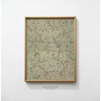 Vintage Floral Bird Pattern Tapestry Wall Art, Classic Botanical Textile Home Decor, Vivid Art Print Ch-712 Wall Art, Modern Wall Decor, 8x12 UNFRAMED