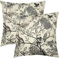 thumbnail image 1 of Vintage Floral Bird Pillow Covers 16x16 Inch Set of 2 Black Gray Flowers Leaves Decorative Throw Pillows For Couch Chinoiserie Square Pillow Cases Home Decor For Sofa Bed Porch Living Room Outdoor, 1 of 6