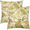 thumbnail image 1 of Vintage Floral Bird Pillow Covers 16x16 Inch Set of 2 Mustard Yellow Brown Flowers Leaves Decorative Throw Pillows For Couch Chinoiserie Square Pillow Cases Home Decor For Sofa Bed Porch Room Outdoor, 1 of 6